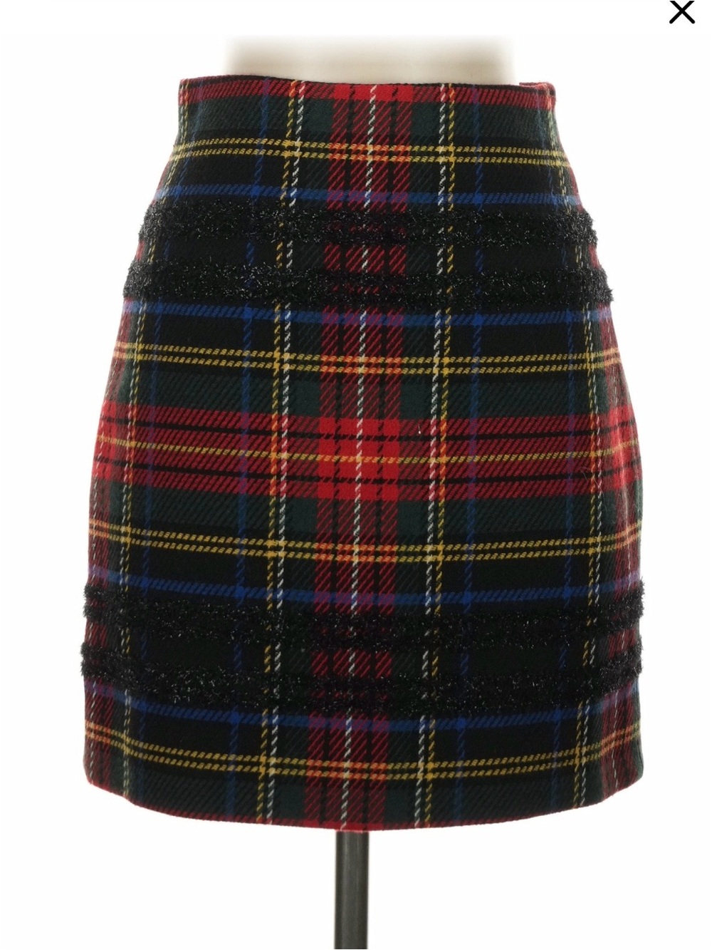 J.Crew Tartan Plaid Tweed Wool Mini Skirt Holiday Size 8